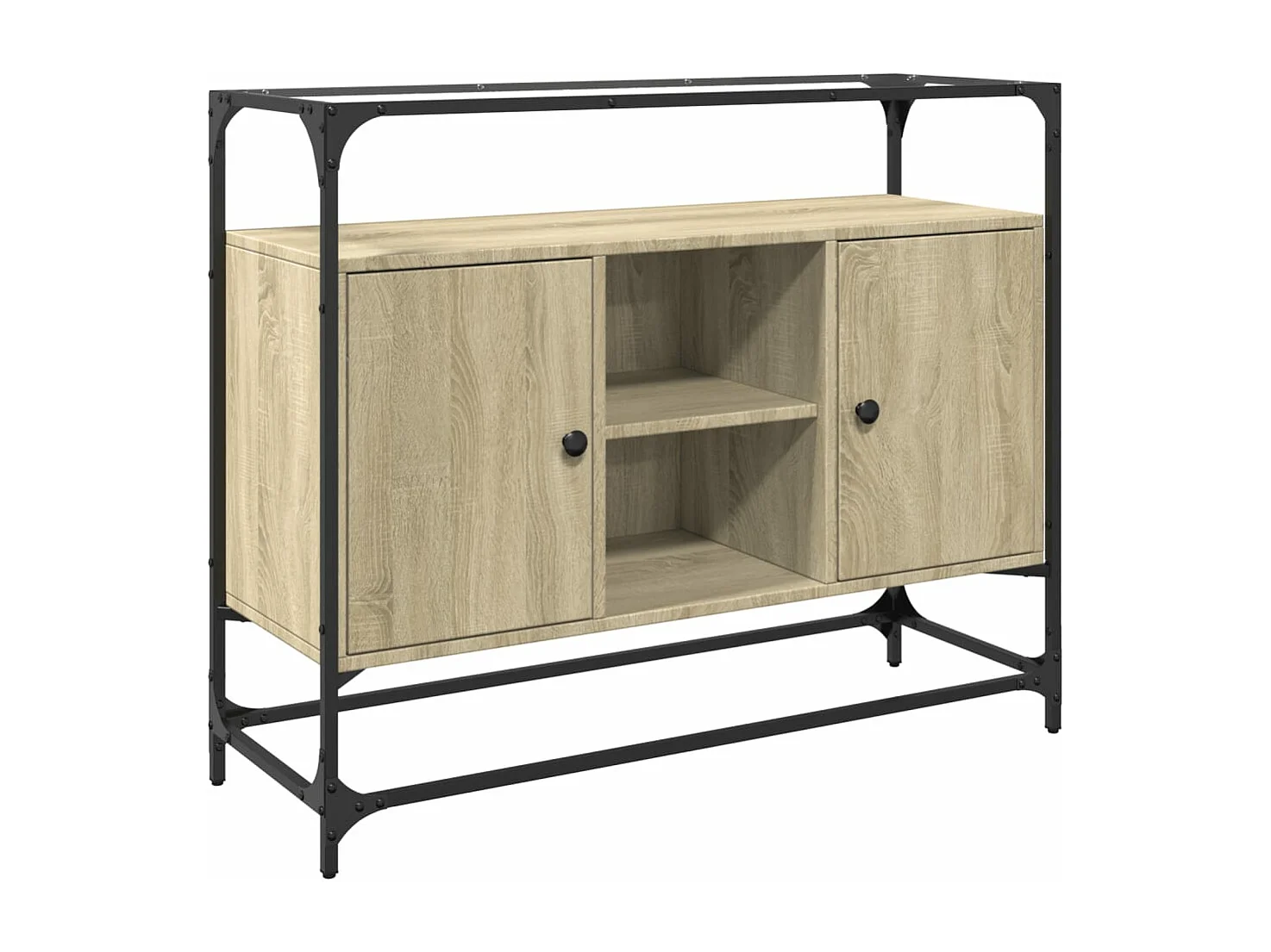 Sideboard mit Glasplatte Sonoma-Eiche 98x35x81 cm Holzwerkstoff
