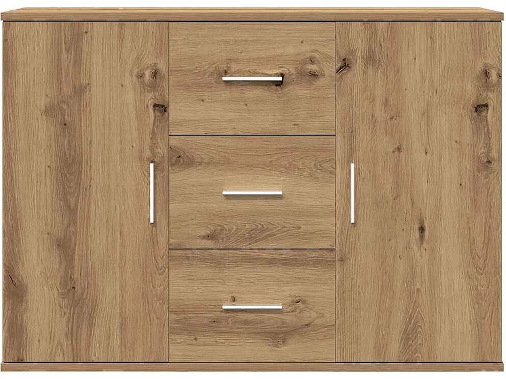 Dressoir 90x29,5x65 cm bewerkt hout artisanaal eikenkleur
