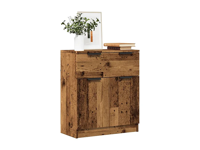 Dressoir 60x30x70 cm bewerkt hout oud houtkleurig