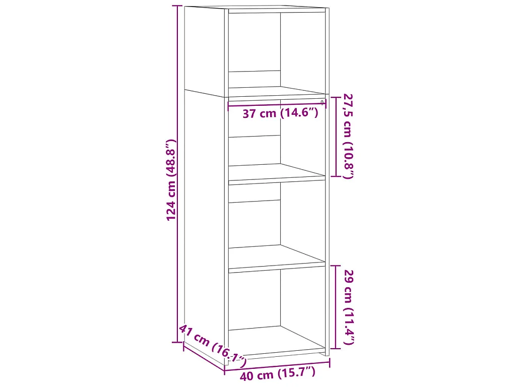 Buffet gris béton 40x41x124 cm bois d'ingénierie