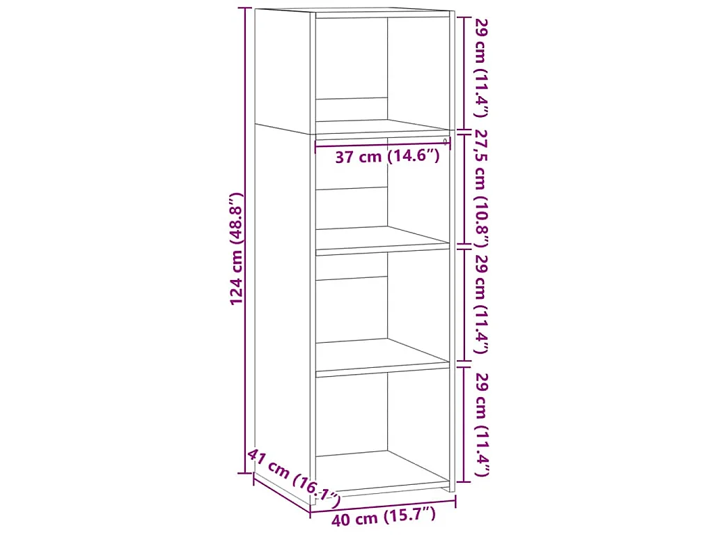 Buffet gris béton 40x41x124 cm bois d'ingénierie