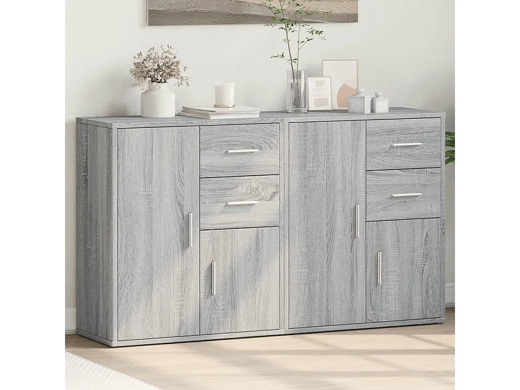 Buffets 2 pcs sonoma gris 60x31x70 cm bois d'ingénierie