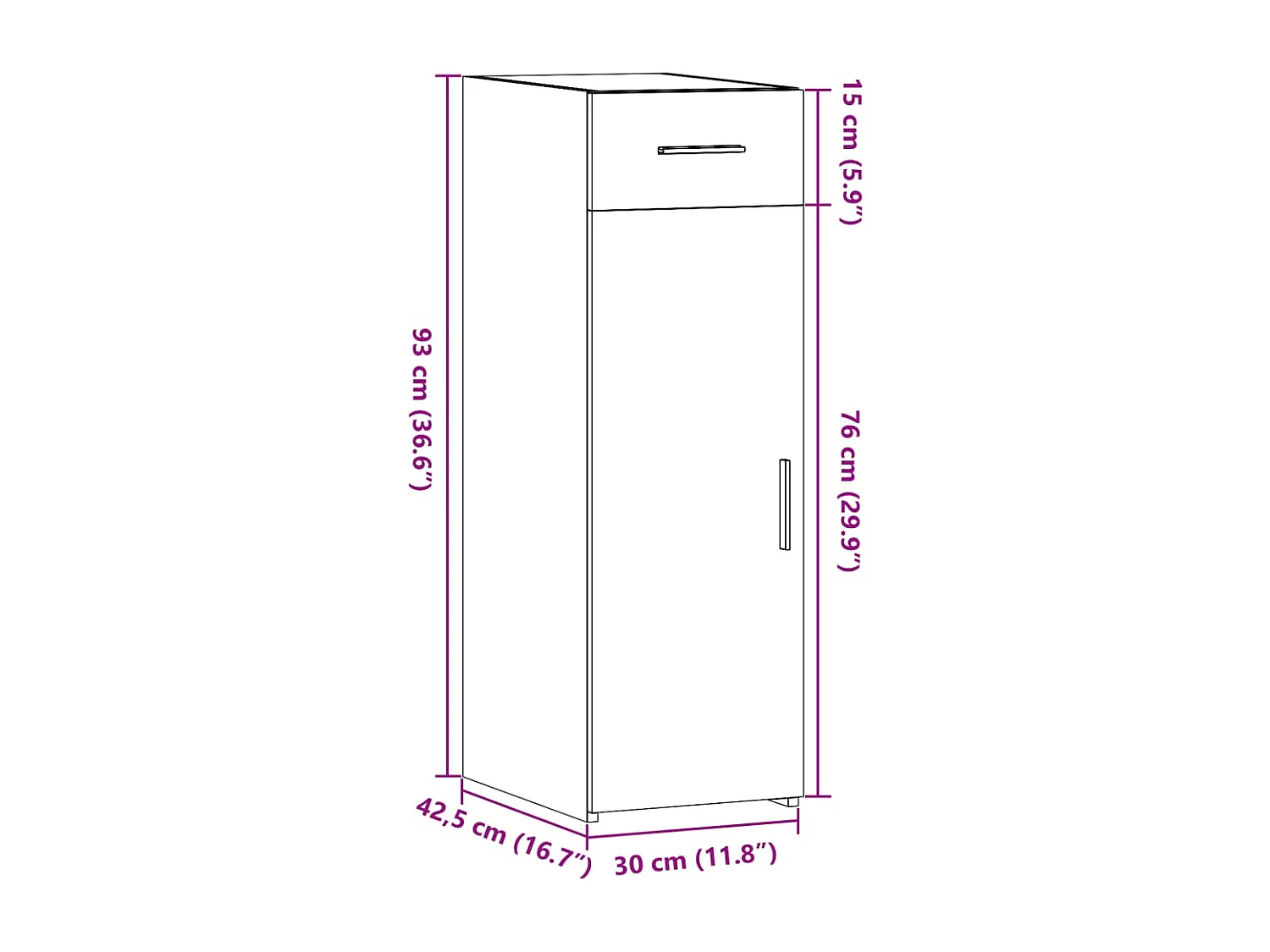 Dressoir 30x42,5x93 cm bewerkt hout zwart