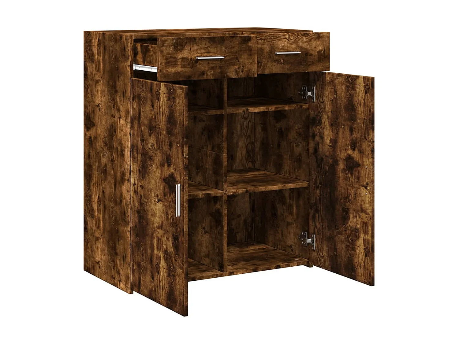 Bufet Dębowy 80x42,5x93 cm Z Drewna Inżynieryjnego 2 Szuflady