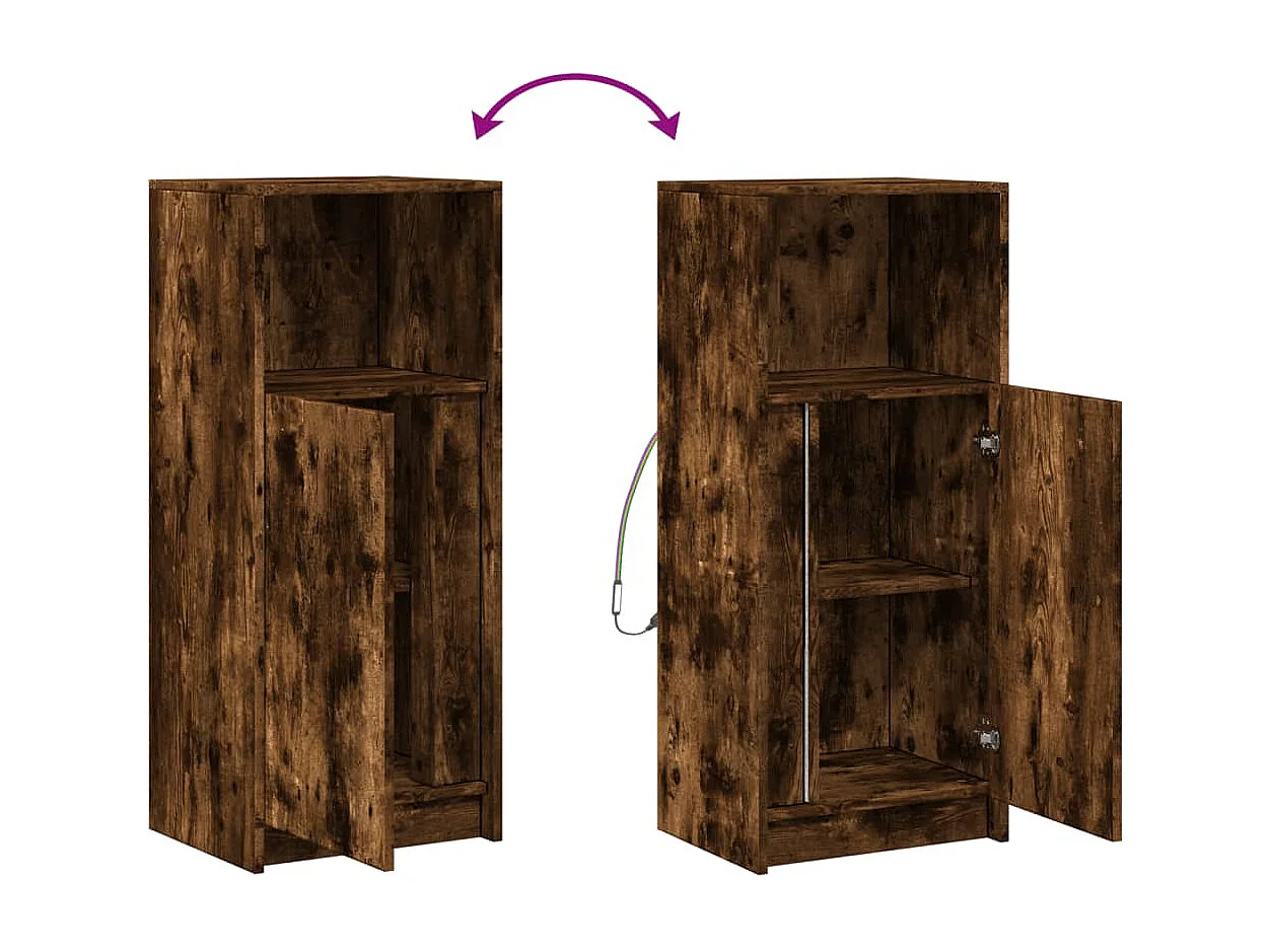 Dressoir met LED 42,5x34x100 cm bewerkt hout gerookt eikenkleur