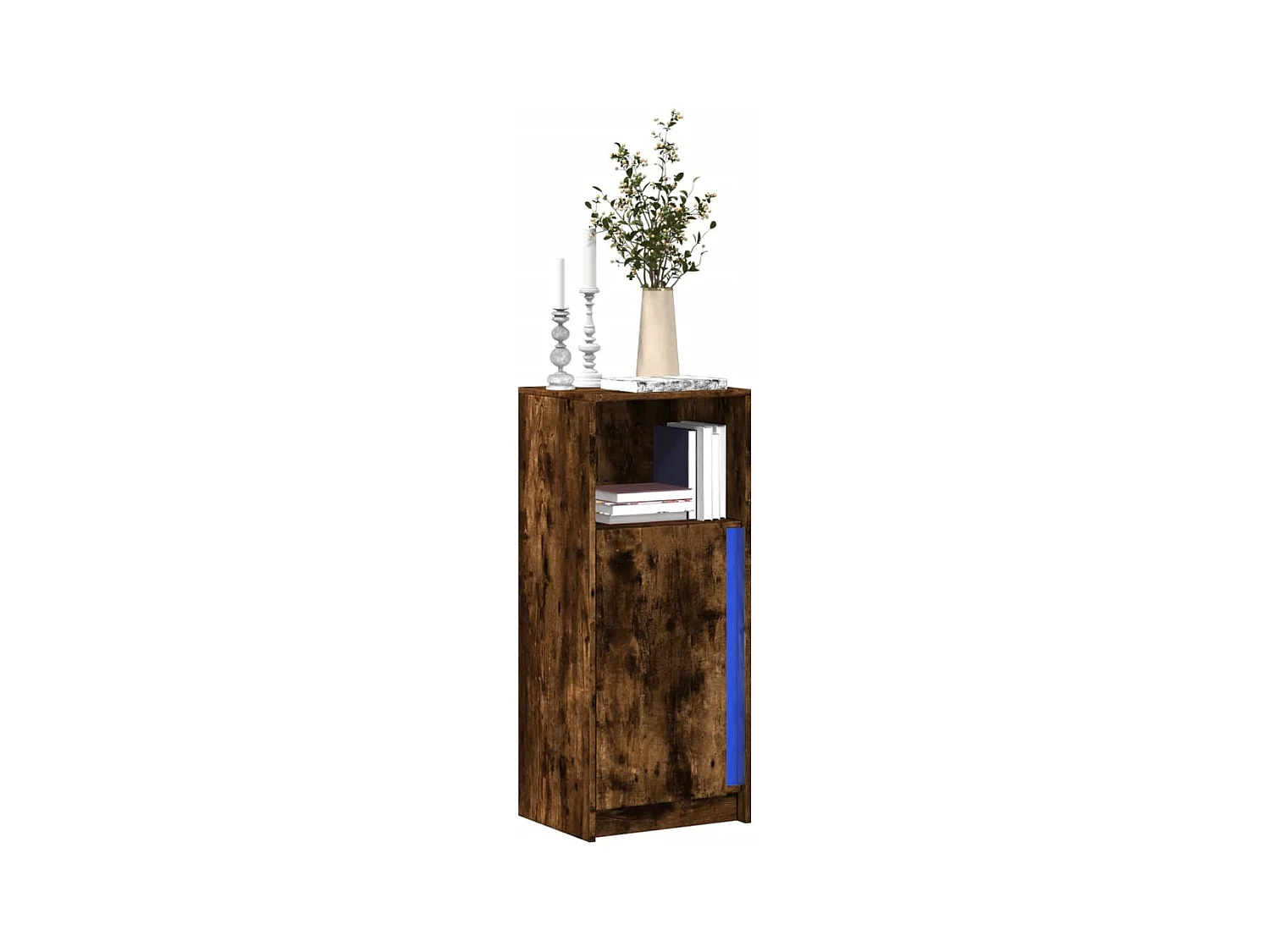 Buffet avec LED chêne fumé 42,5x34x100 cm bois d'ingénierie