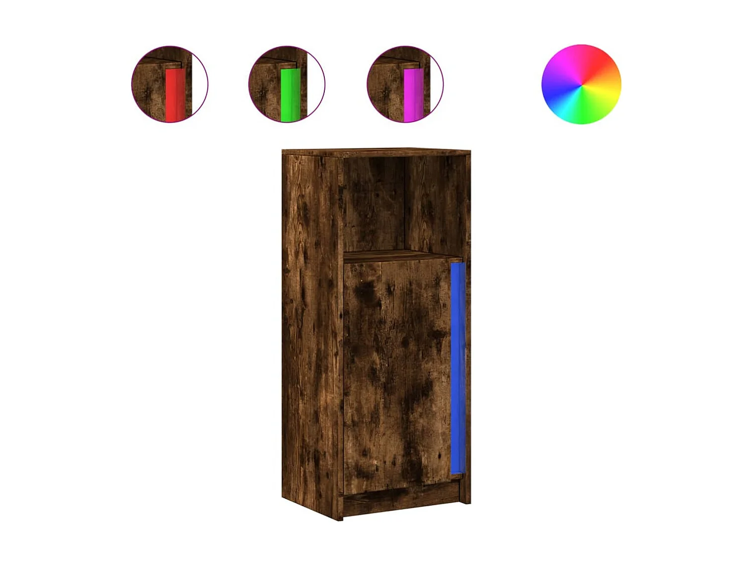 Buffet avec LED chêne fumé 42,5x34x100 cm bois d'ingénierie