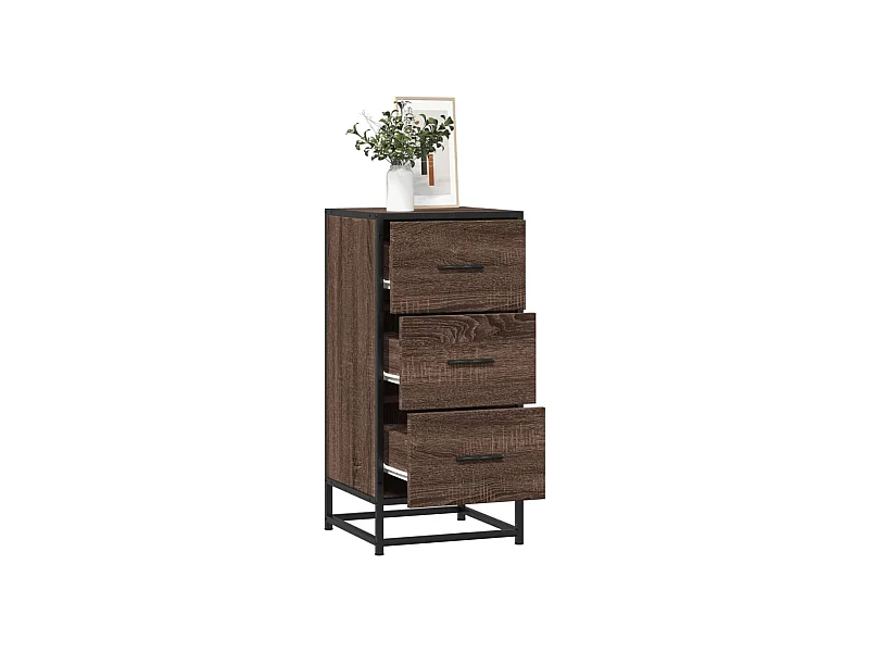 Sideboard Braun Eichen-Optik 35,5x35x76 cm Holzwerkstoff Metall