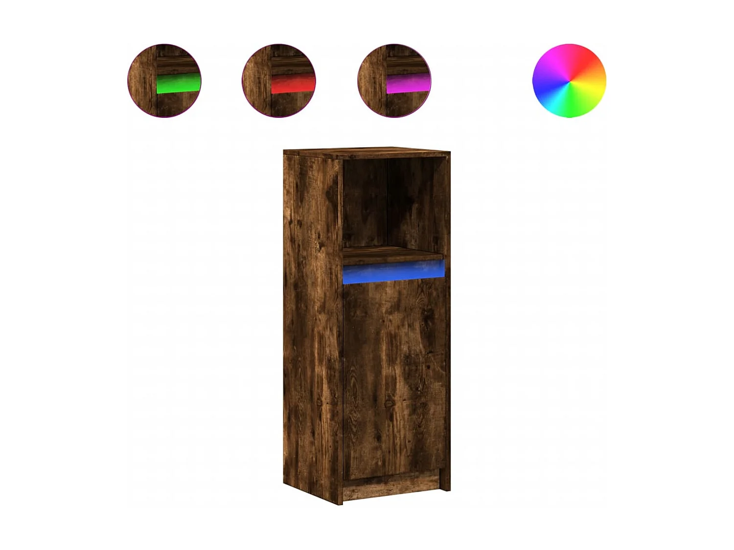 Credenza con LED Rovere Fumo 38x34x100 cm in Legno Multistrato