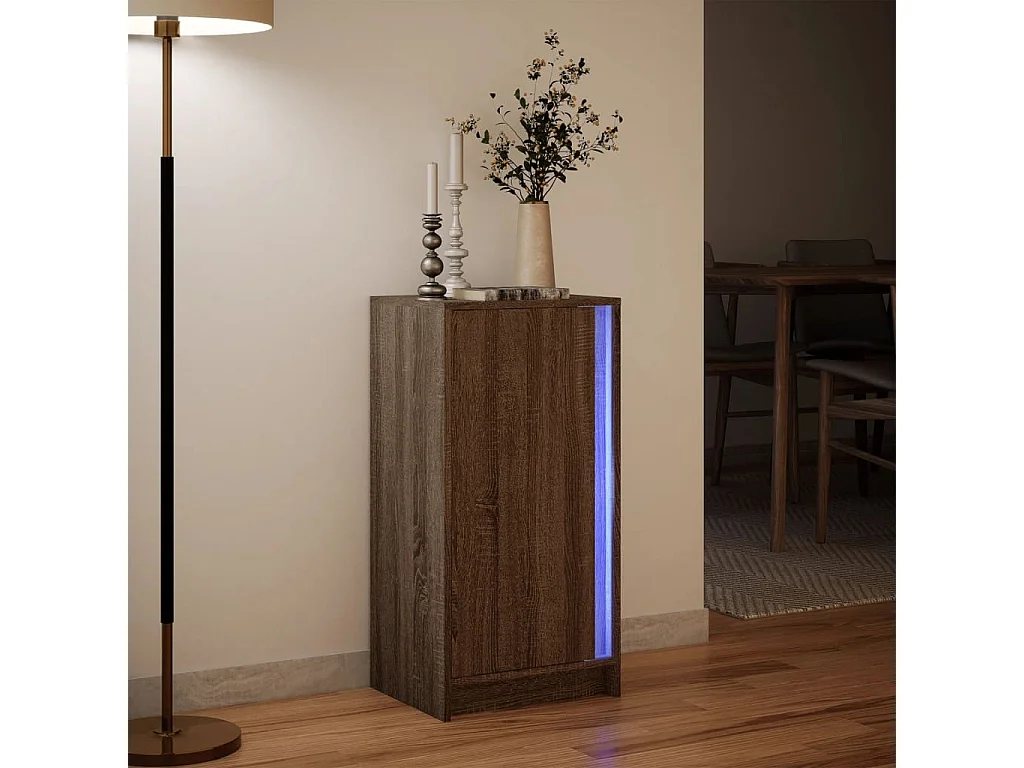 Buffet avec LED chêne marron 42,5x34x85 cm bois d'ingénierie
