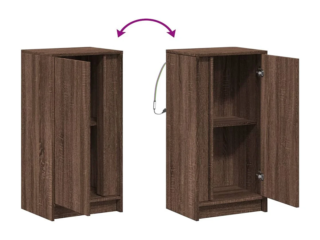 Buffet avec LED chêne marron 42,5x34x85 cm bois d'ingénierie