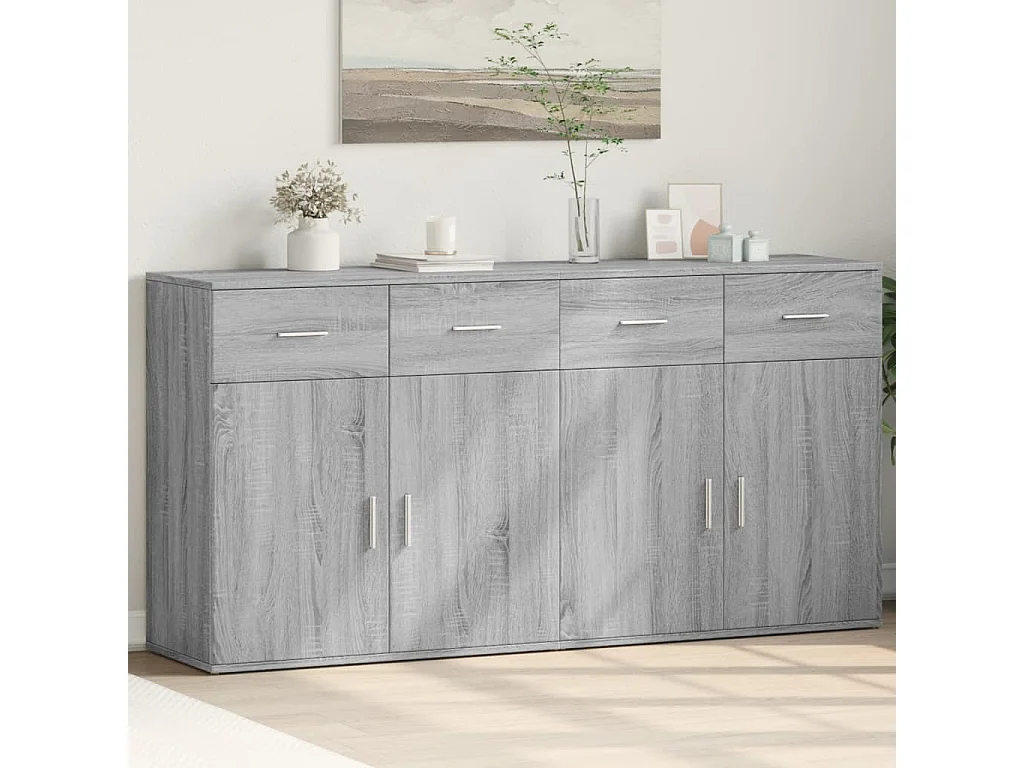 Credenze 2 pz Grigio Sonoma 79x38x80 cm in Legno Multistrato
