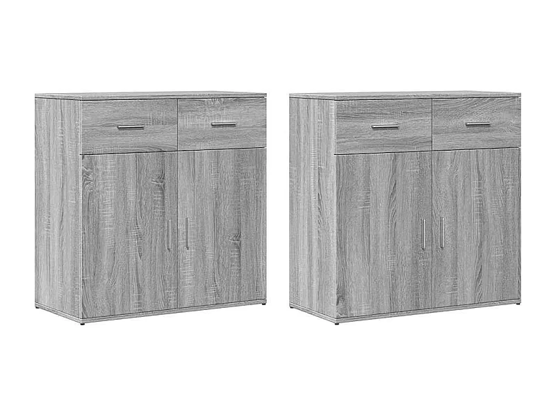 Dressoirs 2 st 79x38x80 cm bewerkt hout grijs sonoma eikenkleur
