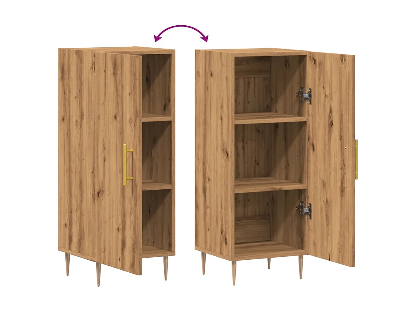 Buffet chêne artisanal 34,5x34x90 cm bois d'ingénierie