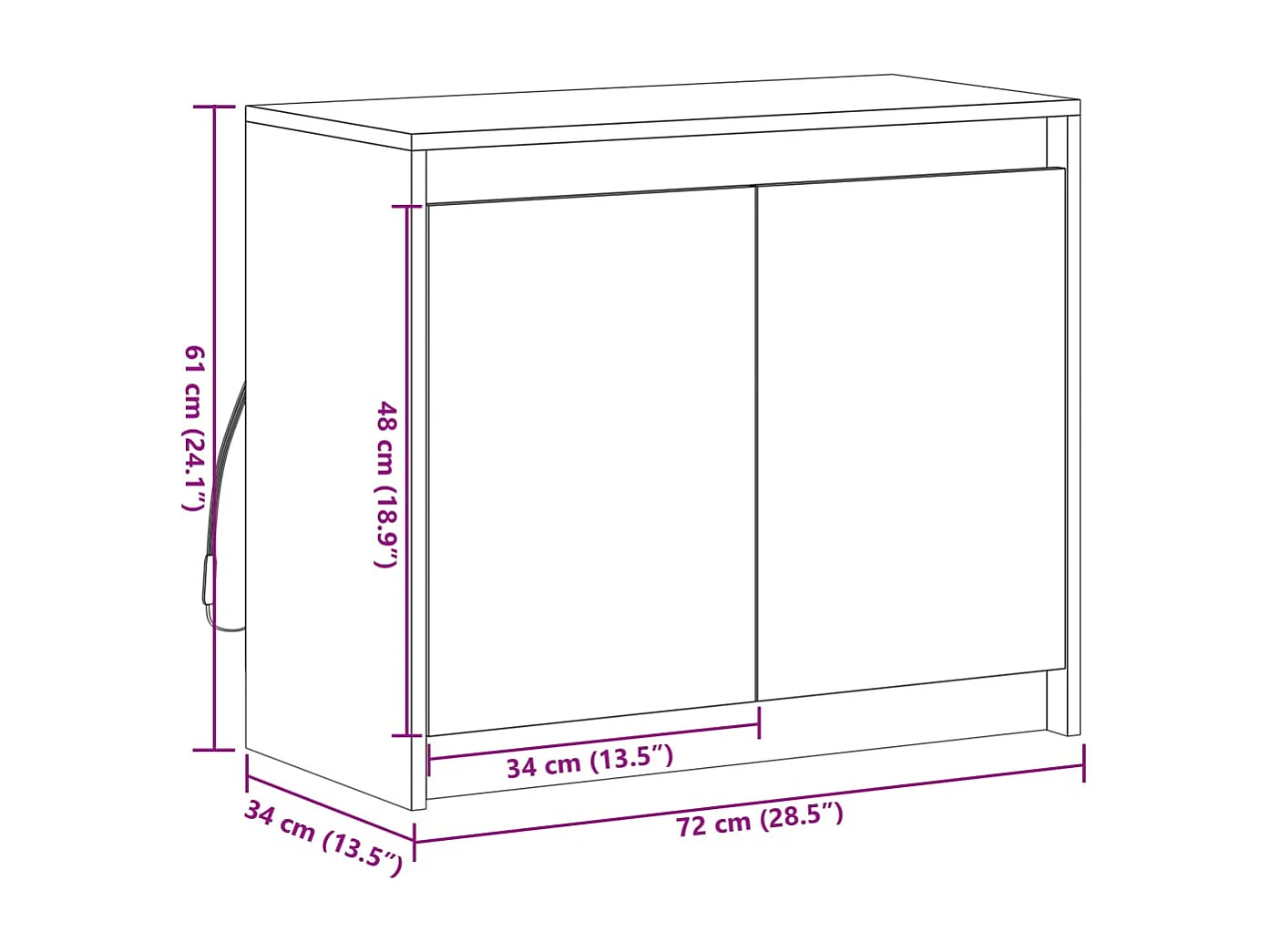 Buffet avec LED sonoma gris 72x34x61 cm bois d'ingénierie
