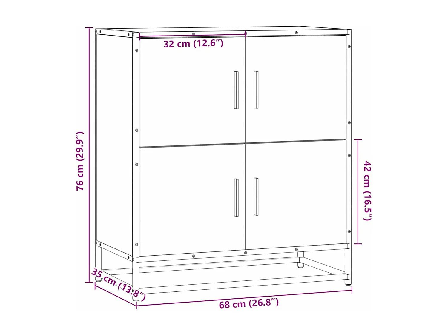 Buffet chêne sonoma 68x35x76 cm bois d'ingénierie