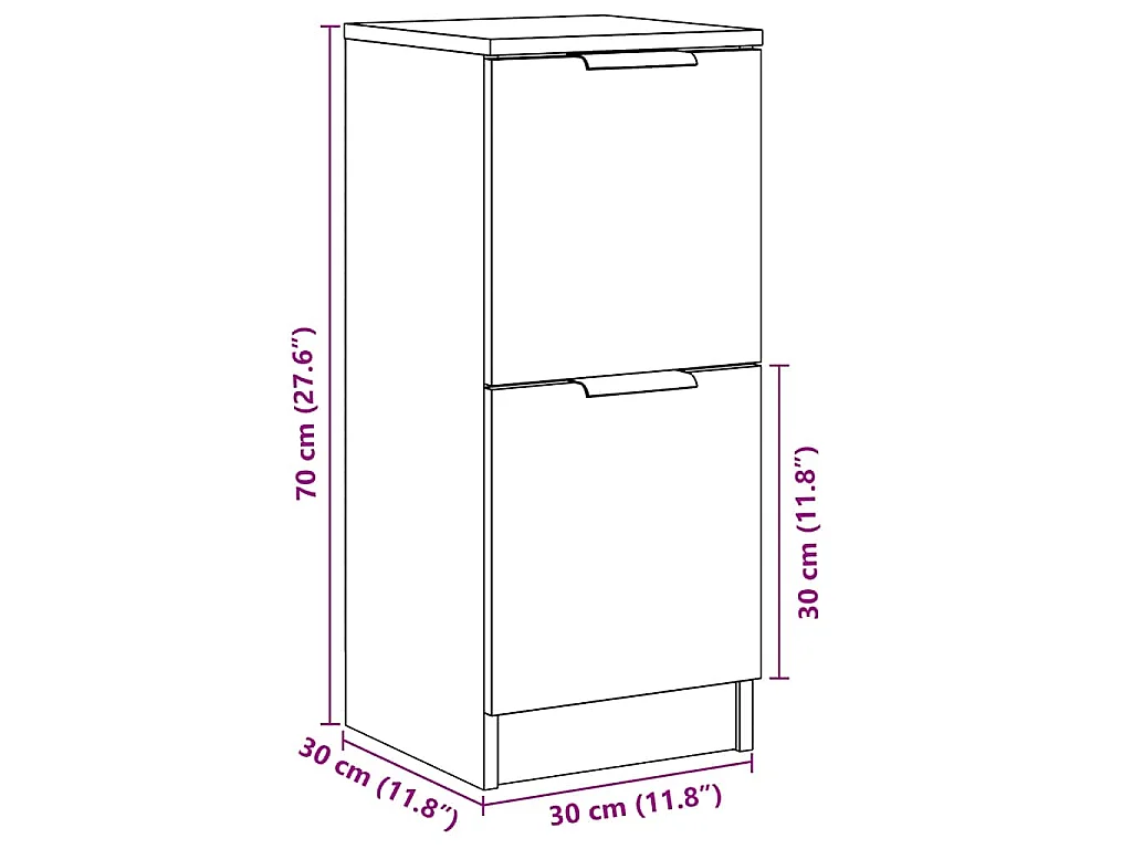 Buffet vieux bois 30x30x70 cm bois d'ingénierie
