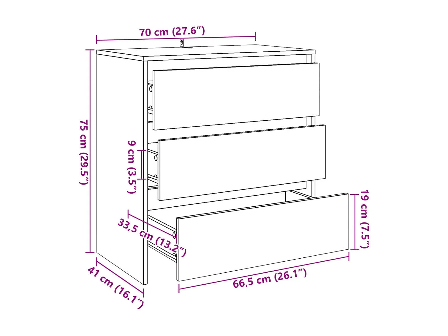 Buffet vieux bois 70x41x75 cm bois d'ingénierie