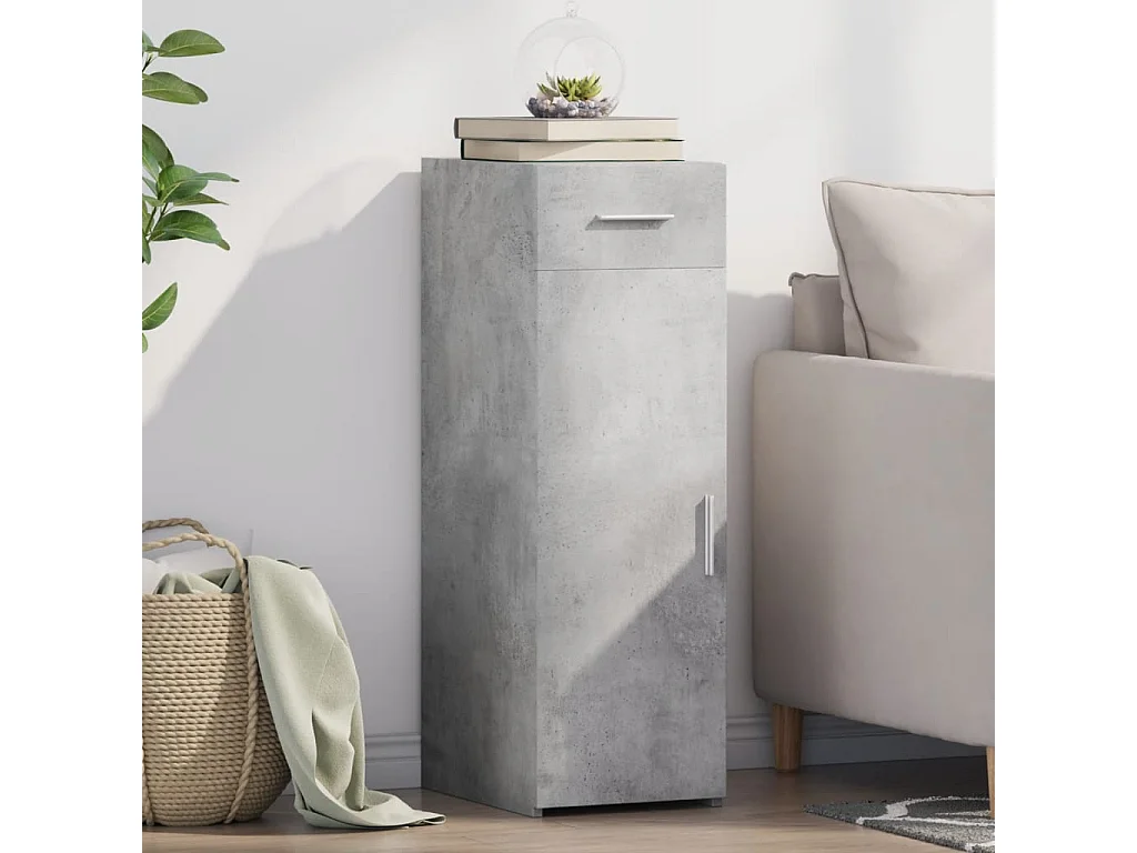 Buffet gris béton 30x42,5x93 cm bois d'ingénierie