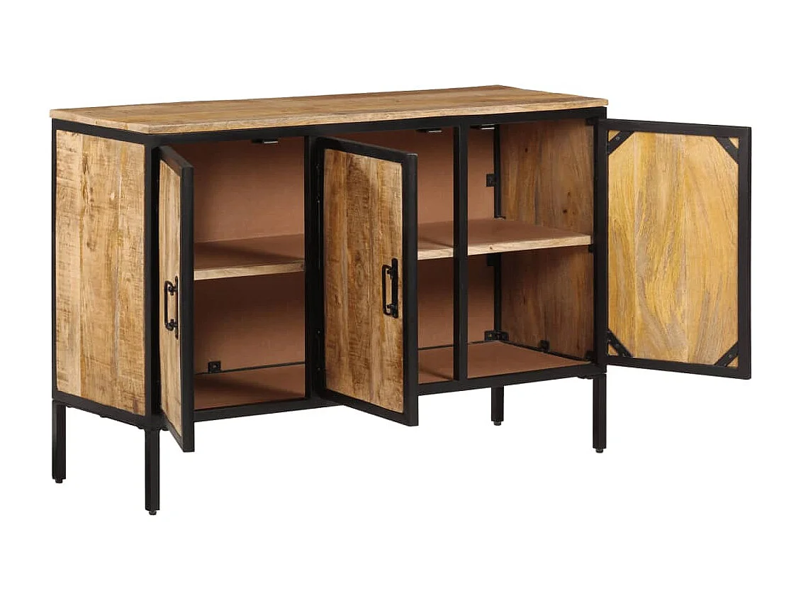 Credenza 105x35x70 cm in Legno Massello di Mango Grezzo