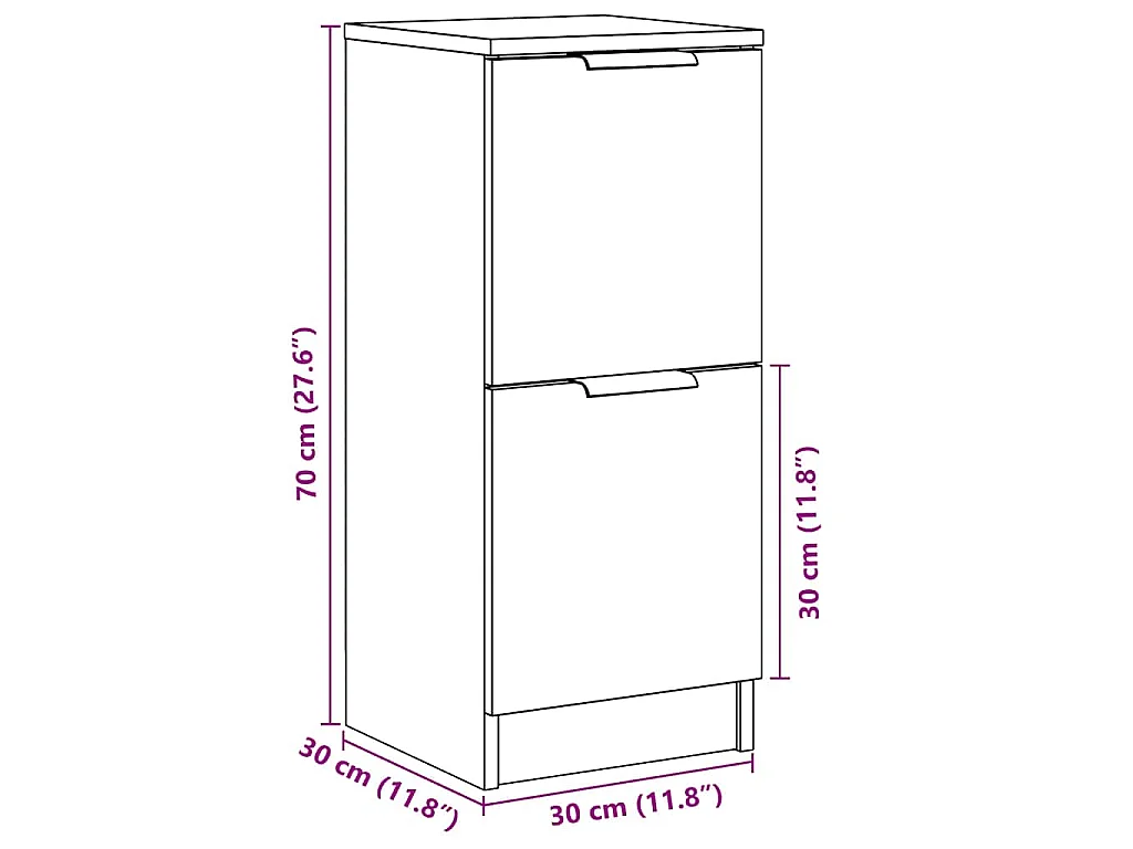 Sideboards 2 Stk. Altholz-Optik 30x30x70 cm Holzwerkstoff