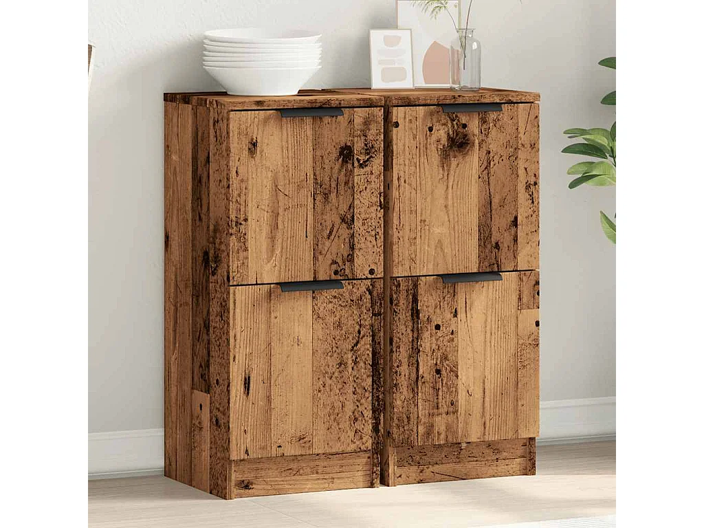 Sideboards 2 Stk. Altholz-Optik 30x30x70 cm Holzwerkstoff
