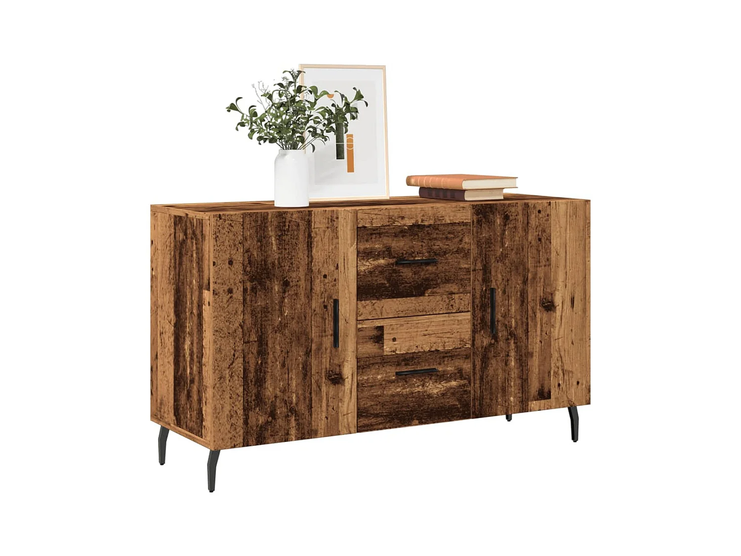 Dressoir 100x36x60 cm bewerkt hout oud houtkleurig