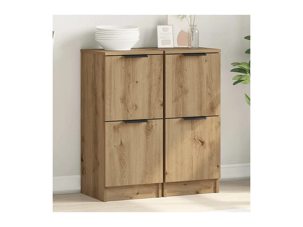 Buffets 2 pcs chêne artisanal 30x30x70 cm bois d'ingénierie