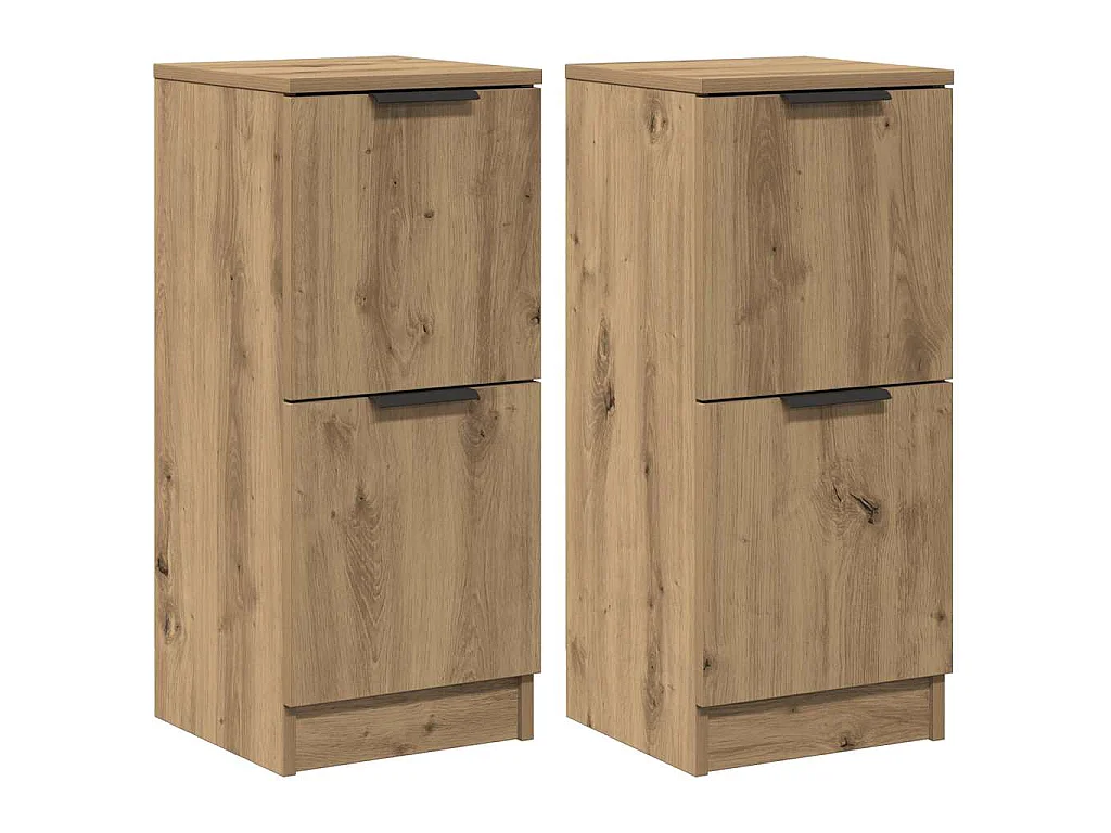 Dressoirs 2 st 30x30x70 cm bewerkt hout artisanaal eikenkleur