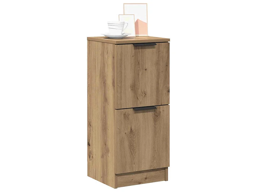 Dressoirs 2 st 30x30x70 cm bewerkt hout artisanaal eikenkleur