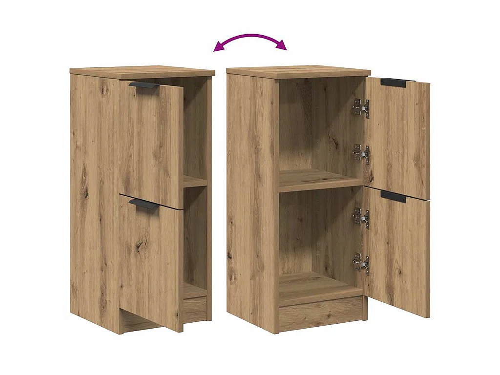 Dressoirs 2 st 30x30x70 cm bewerkt hout artisanaal eikenkleur