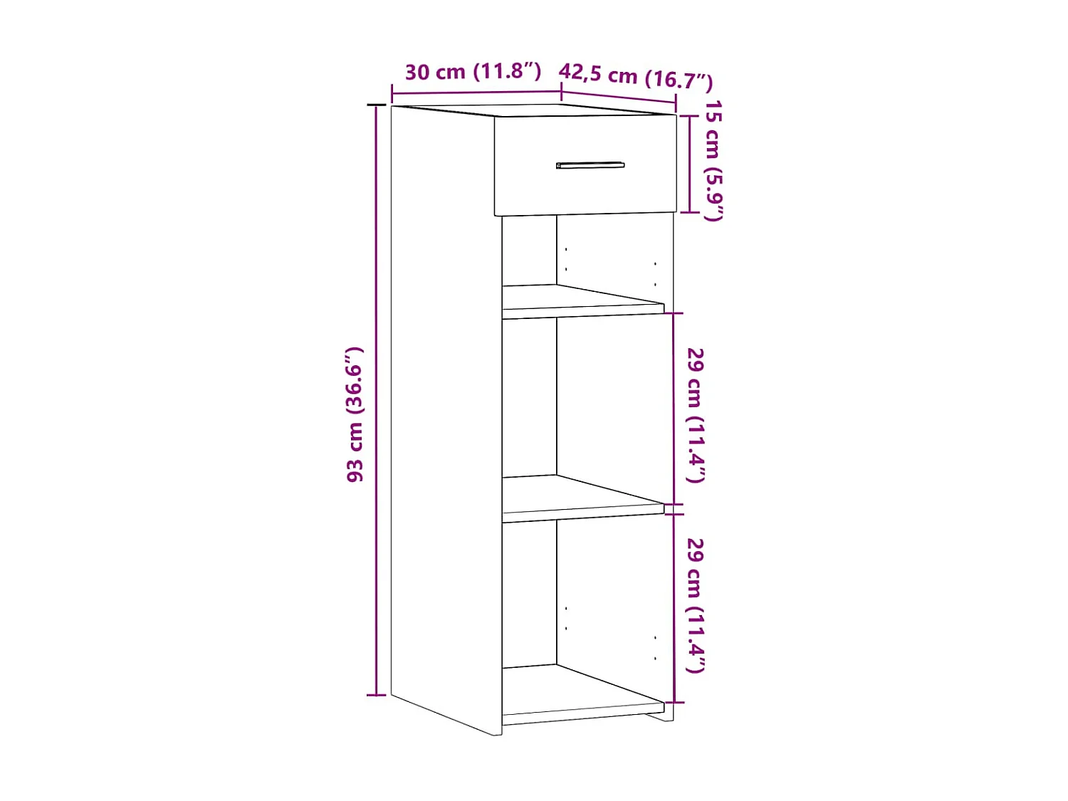 Buffet blanc 30x42,5x93 cm bois d'ingénierie