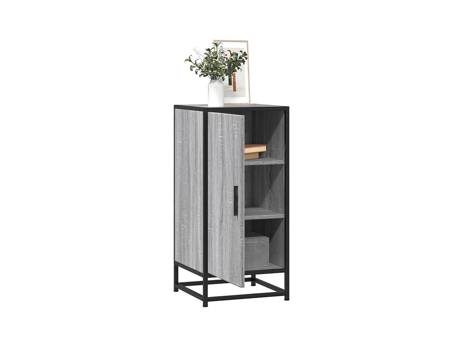 Buffet sonoma gris 35,5x35x76 cm bois d'ingénierie et métal