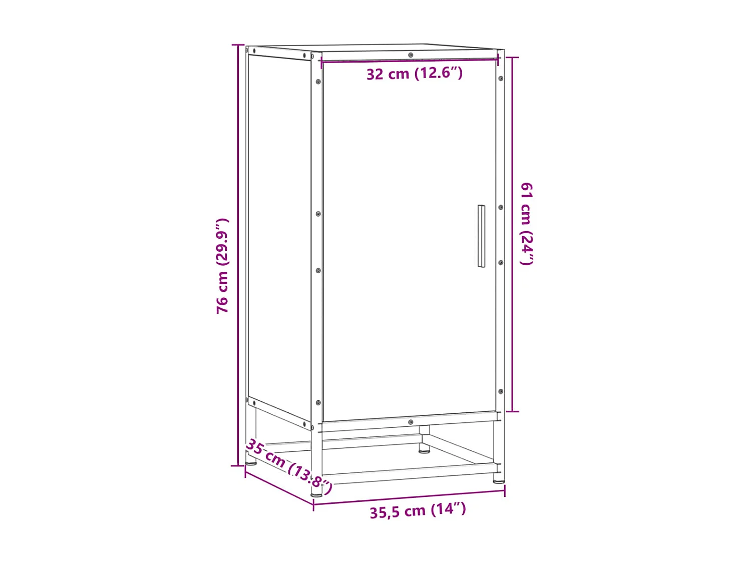 Sideboard Grau Sonoma 35,5x35x76 cm Holzwerkstoff und Metall