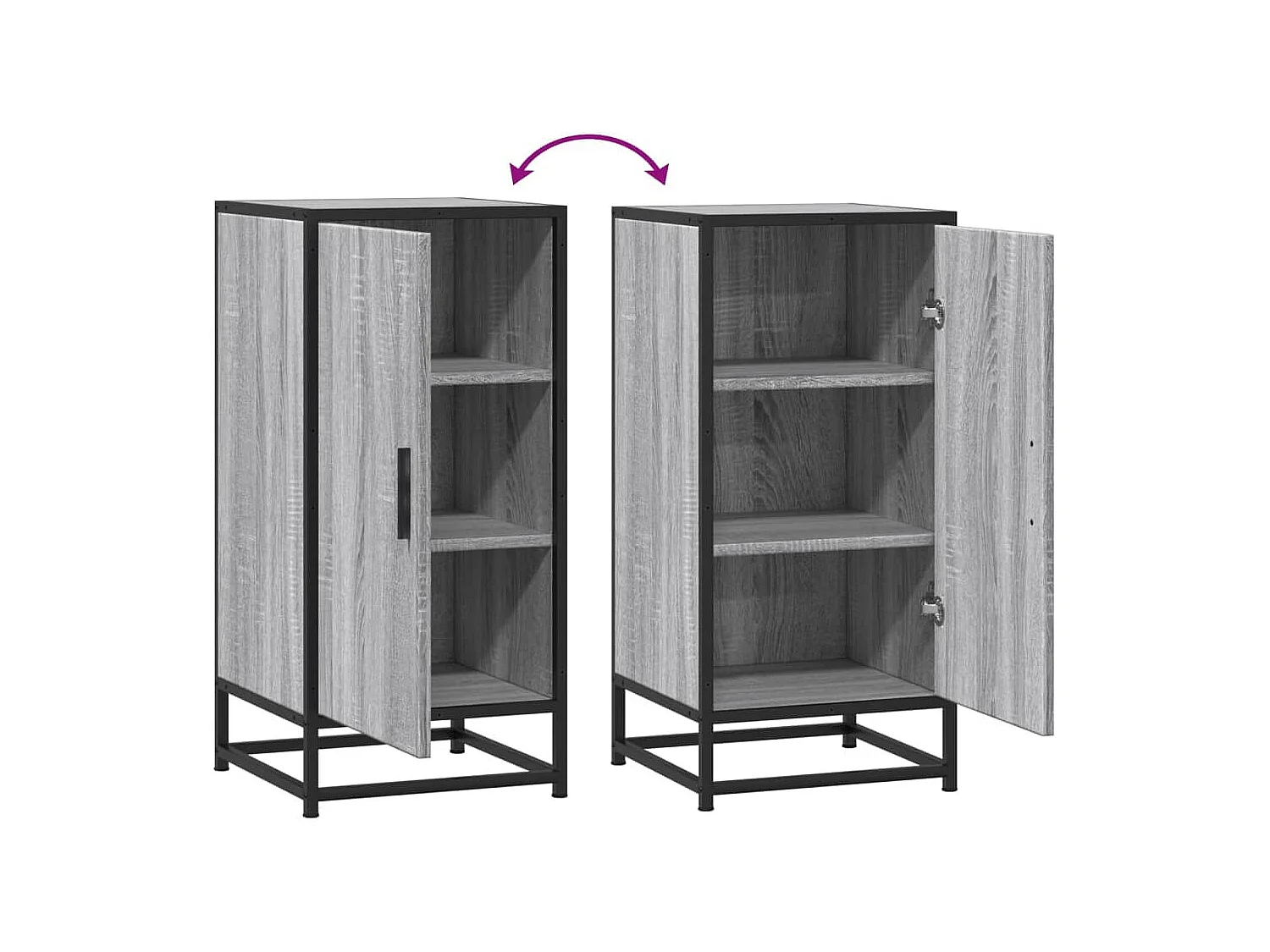 Sideboard Grau Sonoma 35,5x35x76 cm Holzwerkstoff und Metall