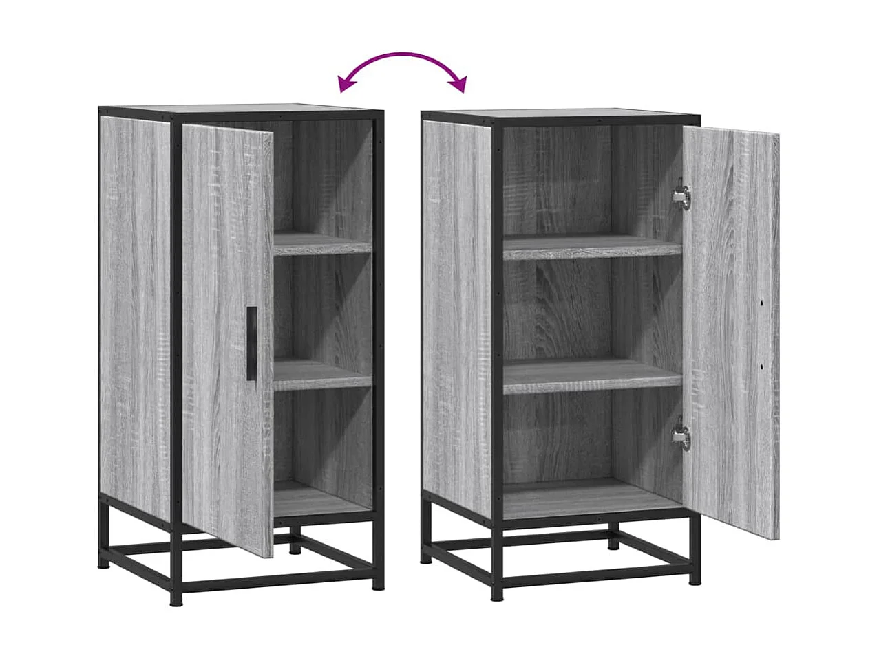 Sideboard Grau Sonoma 35,5x35x76 cm Holzwerkstoff und Metall