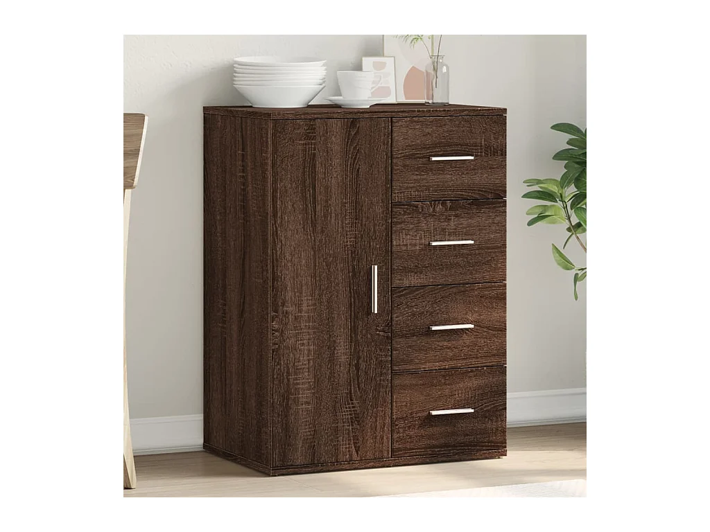 Buffet chêne marron 59x39x80 cm bois d'ingénierie