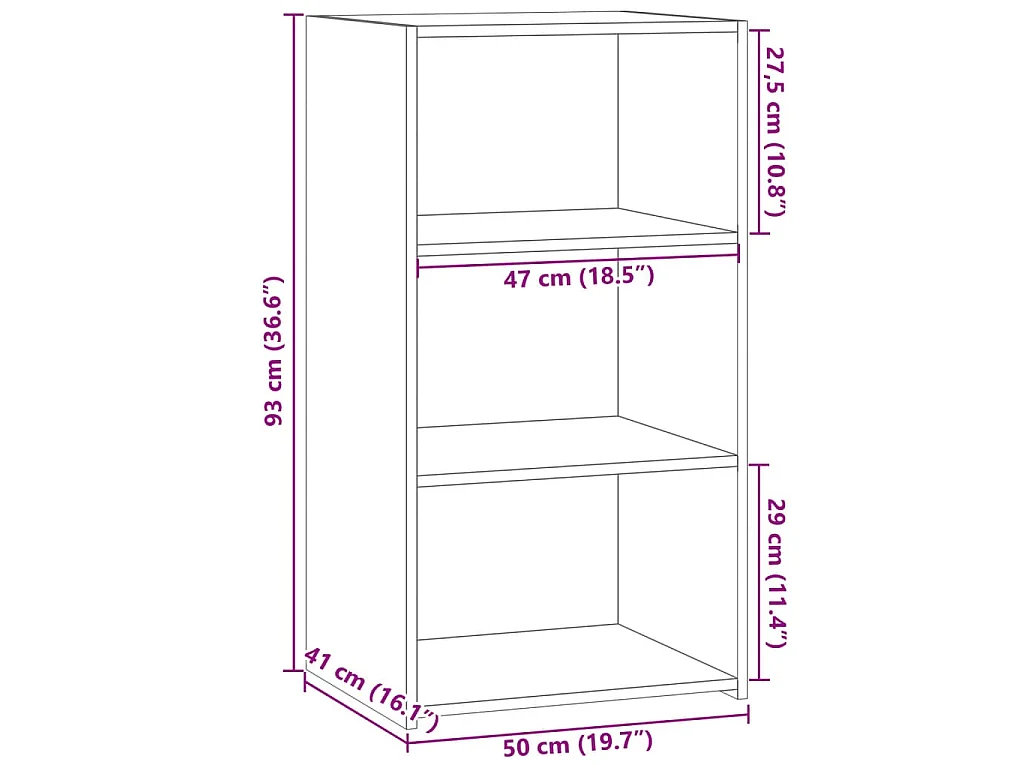 Dressoir 50x41x93 cm bewerkt hout gerookt eikenkleurig