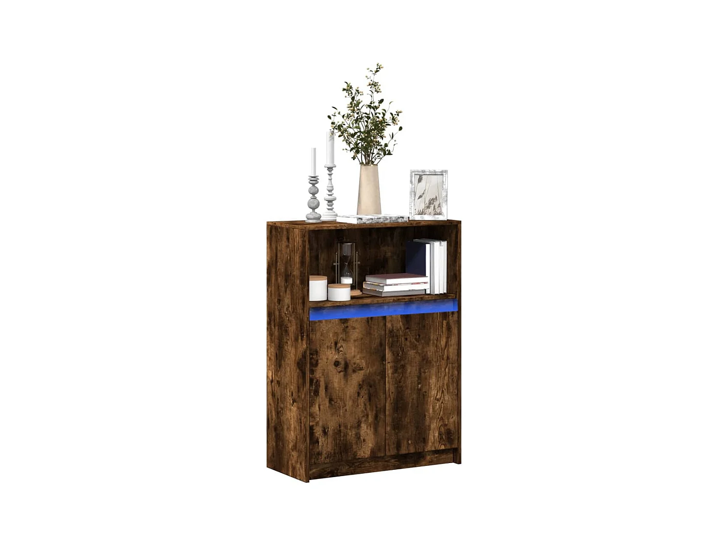 Buffet avec LED chêne fumé 72x34x100 cm bois d'ingénierie