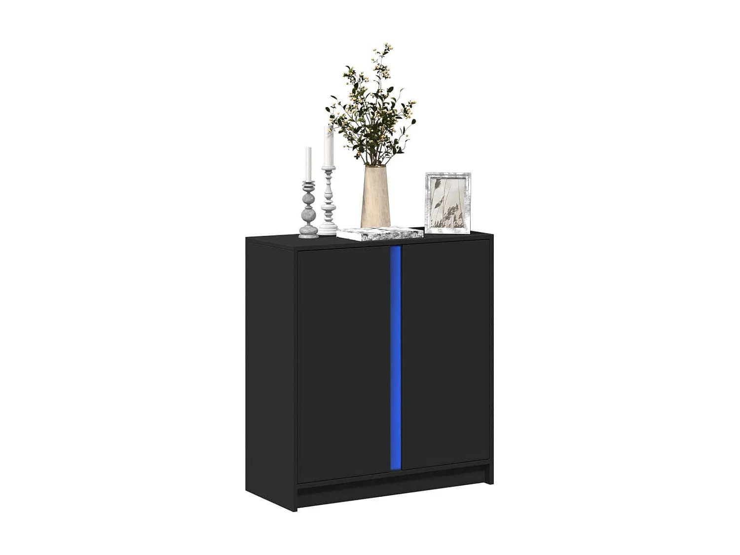 Buffet avec LED noir 77x34x85 cm bois d'ingénierie