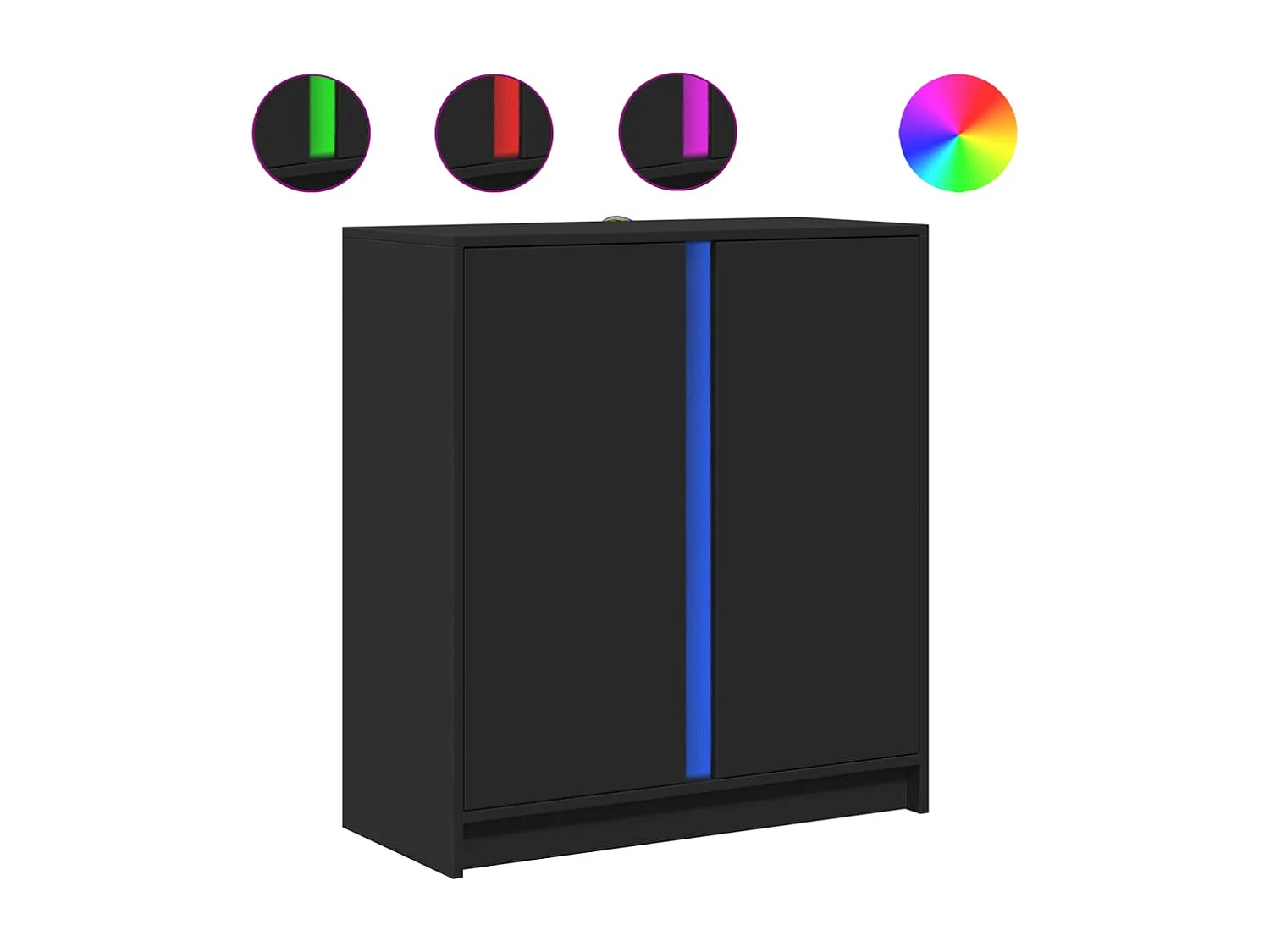 Buffet avec LED noir 77x34x85 cm bois d'ingénierie