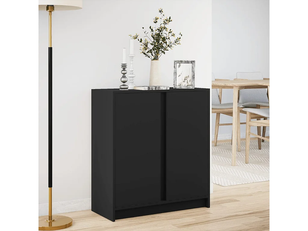 Buffet avec LED noir 77x34x85 cm bois d'ingénierie