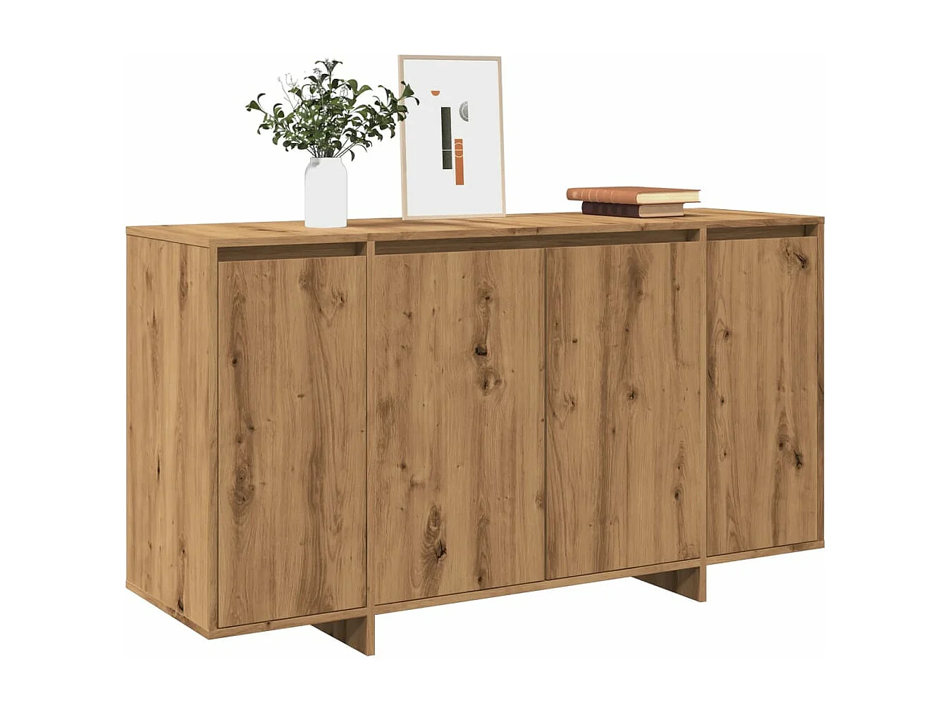 Buffet chêne artisanal 135x41x75 cm bois d'ingénierie