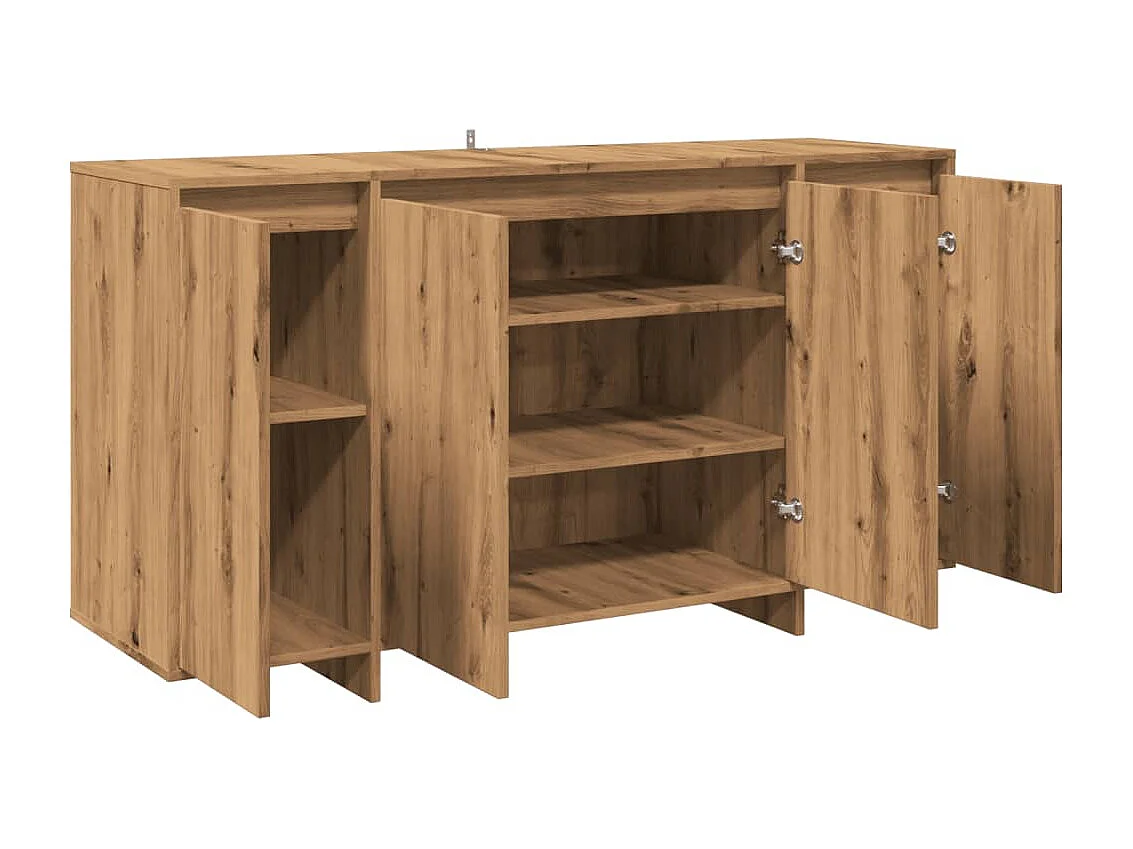 Buffet chêne artisanal 135x41x75 cm bois d'ingénierie