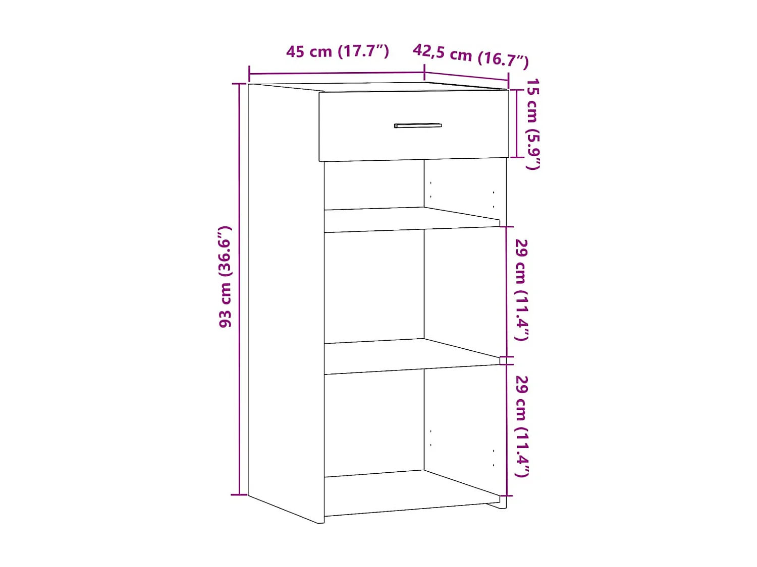 Buffet sonoma gris 45x42,5x93 cm bois d'ingénierie