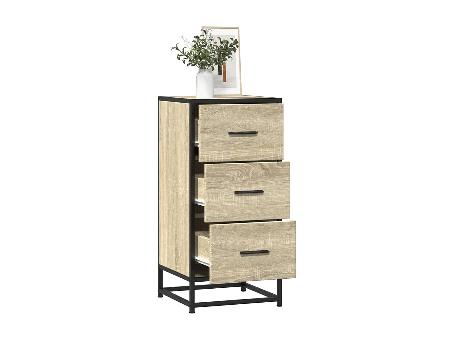 Buffet chêne sonoma 35,5x35x76 cm bois d'ingénierie et métal