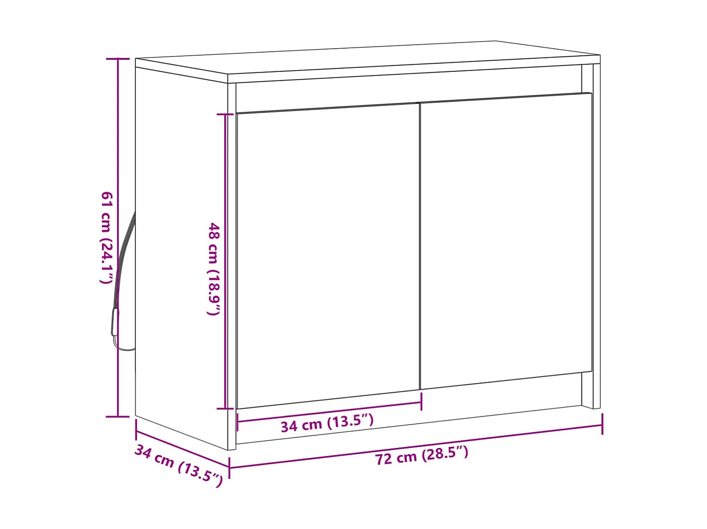 Buffet avec LED blanc 72x34x61 cm bois d'ingénierie