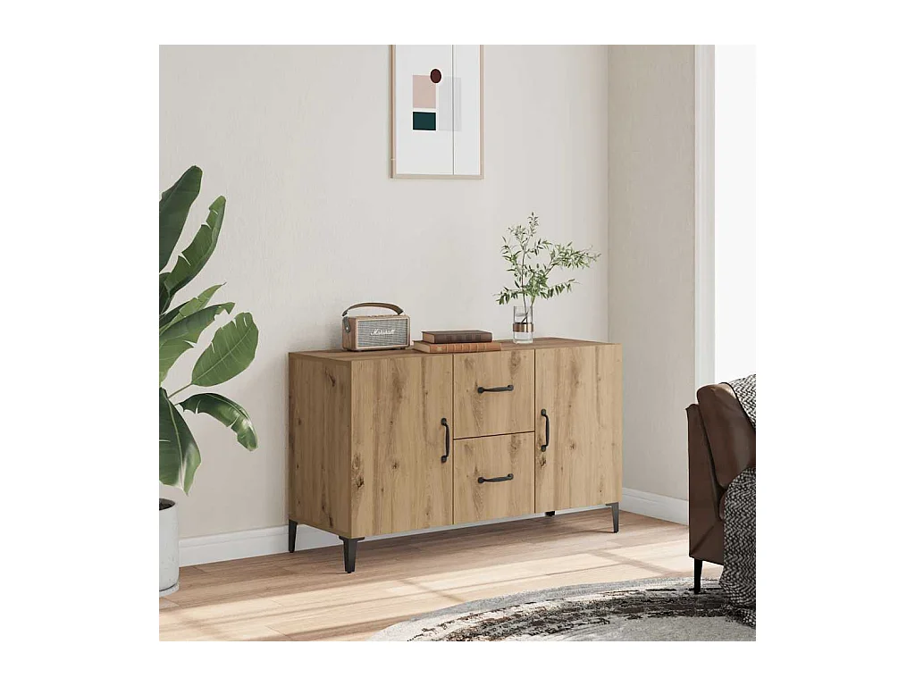 Dressoir 100x36x60 cm bewerkt hout artisanaal eikenkleurig