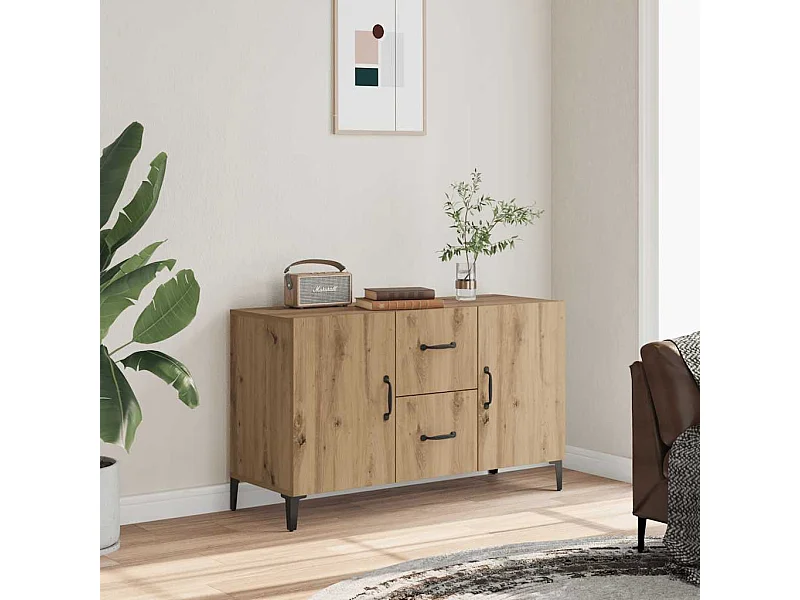 Buffet chêne artisanal 100x36x60 cm bois d'ingénierie