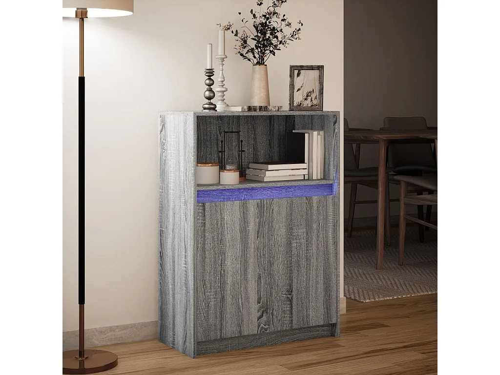 Buffet avec LED sonoma gris 72x34x100 cm bois d'ingénierie